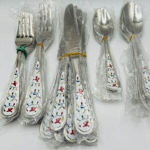 Temptations Winter Whimsy Flatware Colorful Stainless Steel Cutlery Set NWT